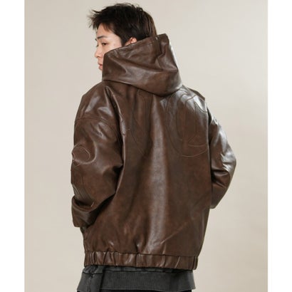 ルーカ RVCA ジャケット メンズ フェイクレザー ジップアップ フーディー BG042752 （MOC）｜詳細画像