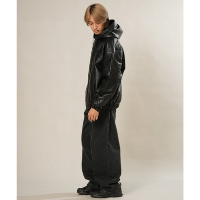 ルーカ RVCA ジャケット メンズ フェイクレザー ジップアップ フーディー BG042752 （BLK）｜詳細画像