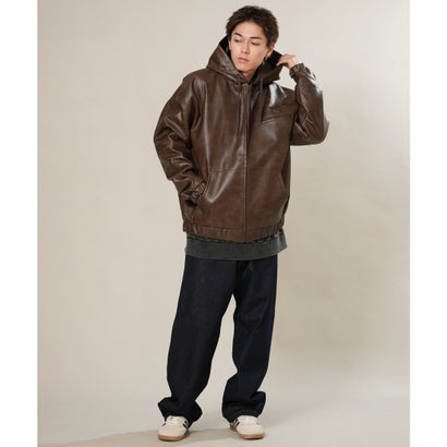 ルーカ RVCA ジャケット メンズ フェイクレザー ジップアップ フーディー BG042752 （BLK）｜詳細画像