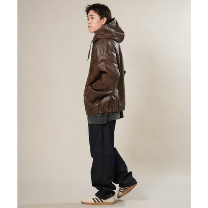 ルーカ RVCA ジャケット メンズ フェイクレザー ジップアップ フーディー BG042752 （BLK）｜詳細画像
