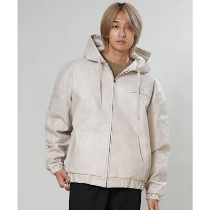 ルーカ RVCA ジャケット メンズ フェイクレザー ジップアップ フーディー BG042752 （BLK）｜詳細画像
