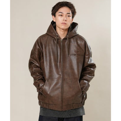ルーカ RVCA ジャケット メンズ フェイクレザー ジップアップ フーディー BG042752 （BLK）｜詳細画像