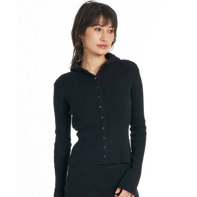 カーディガン レディース フード付き SLIM ZIP HOODIE （BLK）