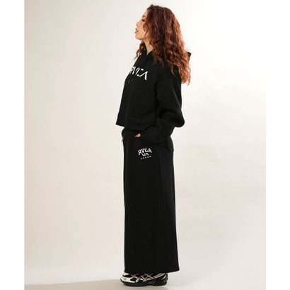 スカート レディース スウェット マキシ丈 ロゴ バックスリット （BLK）｜詳細画像