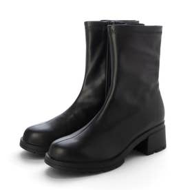 【晴雨兼用】ストレッチ厚底ショートブーツ 91320WK （ブラックスムース）
