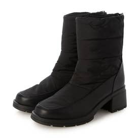 【生活防水】パテッド切替 厚底ミドルブーツ 1018WK （ブラックスムース）