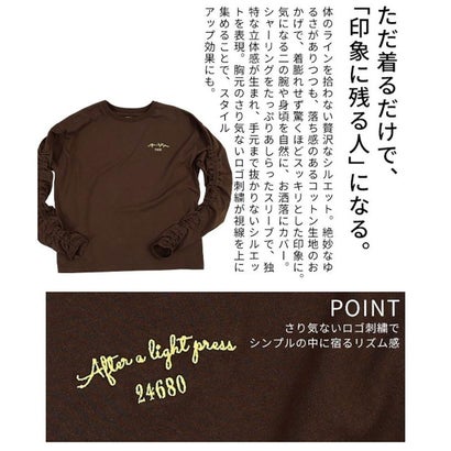 シャーリングスリーブコットンロンT （ブラック）｜詳細画像