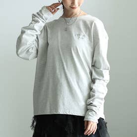 シャーリングスリーブコットンロンT （杢グレー）