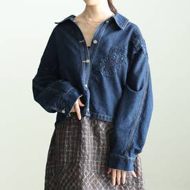 レース刺繍デニムジャケット （ネイビー）