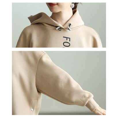 サワアラモード Sawa a la mode アシンメトリーデザインロゴパーカー （ベージュ）｜詳細画像