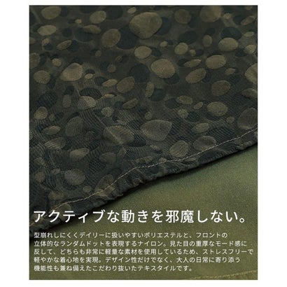 異素材ノーカラーフレアブルゾン （カーキ）｜詳細画像