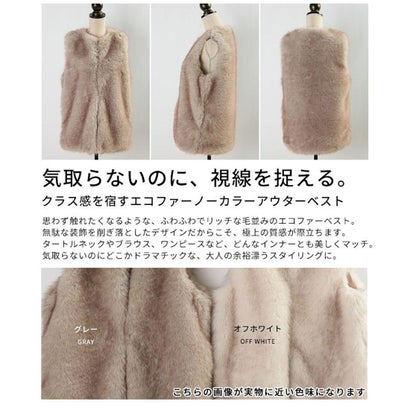 サワアラモード Sawa a la mode エコファーノーカラーアウターベスト （グレー）｜詳細画像
