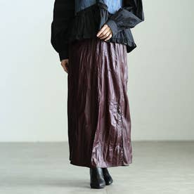 フェイクレザープリーツスカート （ブラウン）