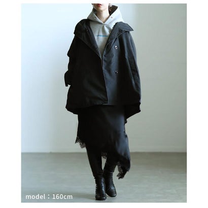 サワアラモード Sawa a la mode 中綿スタンドカラーケープコート （ブラック）｜詳細画像