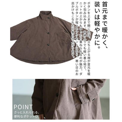 サワアラモード Sawa a la mode 中綿スタンドカラーケープコート （ブラック）｜詳細画像