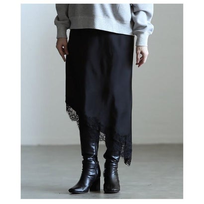 サワアラモード Sawa a la mode アシメヘムレースナロースカート （ブラック）｜詳細画像