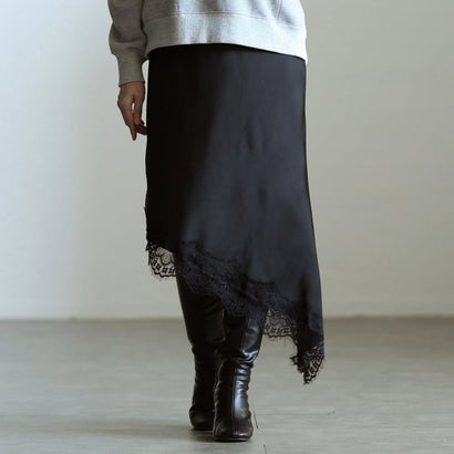 サワアラモード Sawa a la mode アシメヘムレースナロースカート （ブラック）｜詳細画像