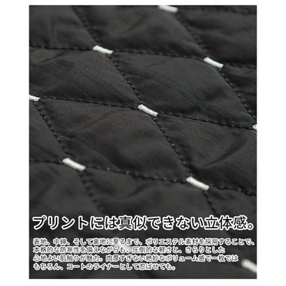 サワアラモード Sawa a la mode ドット刺繍キルティング中綿フードベスト （チャコール）｜詳細画像