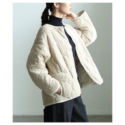 サワアラモード Sawa a la mode キルティング×ファーリバーシブルコート （ライトベージュ）｜詳細画像