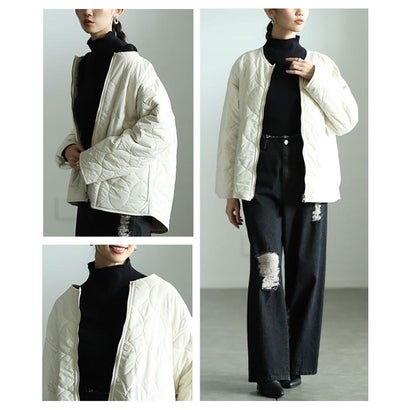 サワアラモード Sawa a la mode キルティング×ファーリバーシブルコート （ライトベージュ）｜詳細画像