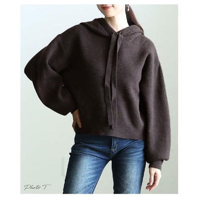 サワアラモード Sawa a la mode アルパカタッチニットパーカー （ブラウン）｜詳細画像