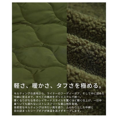 ボアベスト付きマルチwayキルティングハーフコート （ブラック）｜詳細画像