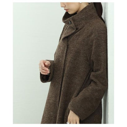 サワアラモード Sawa a la mode スタンドカラー綿ウールロングコート （ブラウン）｜詳細画像