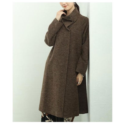 サワアラモード Sawa a la mode スタンドカラー綿ウールロングコート （ブラウン）｜詳細画像