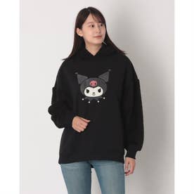 キャラクターズ プルオーバー フーディー ボアパーカー レディース ふわふわ もこもこ 防寒 秋 冬 （ブラック）