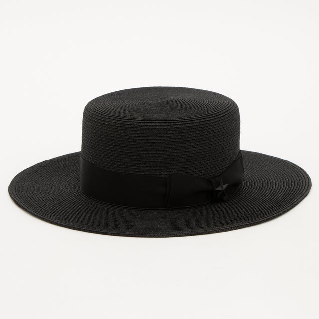 RAFFIA BRAID BOATER HAT （BLACK）