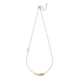 【ステンレス】メタルストーンネックレス （シルバー）