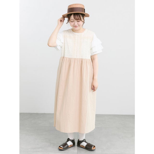 【販路限定】レースノースリワンピース （ベージュ）