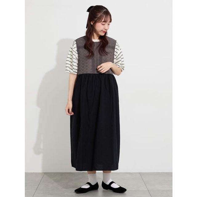 【販路限定】レースノースリワンピース （ブラック）