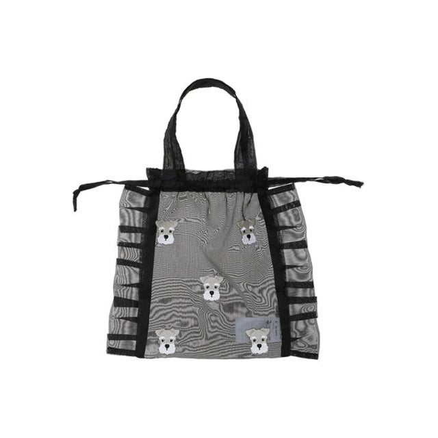 アソート刺繍オーガンジーフリルバッグ （ブラック）