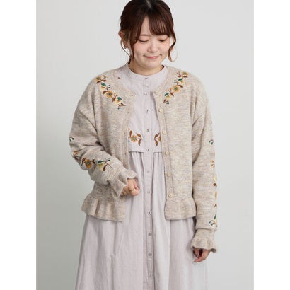 【マカベアリス×Samansa Mos2】刺繍ニットカーディガン （グレー）｜詳細画像