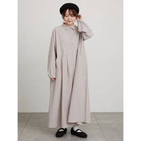 綿麻シャツワンピース （ベージュ）