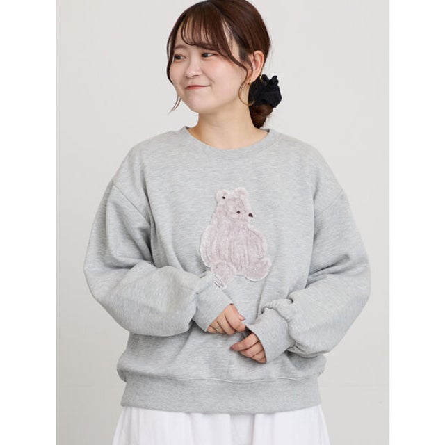 アニマル柄モール刺繍スウェット （TOPグレー）