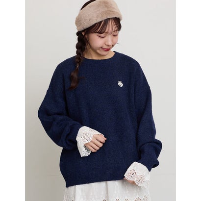 アニマル刺繍ニット （グレー）｜詳細画像