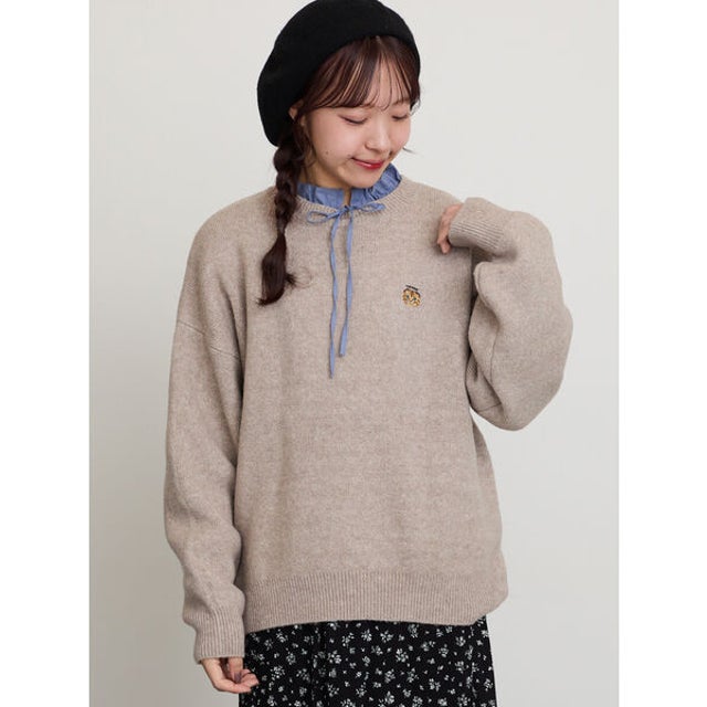 アニマル刺繍ニット （ベージュ）