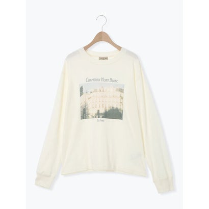 転写プリントロングスリーブTシャツ （オフホワイト）｜詳細画像