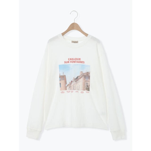 転写プリントロングスリーブTシャツ （オフホワイト）