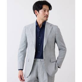 ウール＆コットン シアーサッカージャケット （サックスブルー）