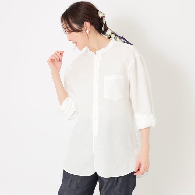 
                    【近江の麻】バンドカラーシャツ（UNISEX） （ホワイト）