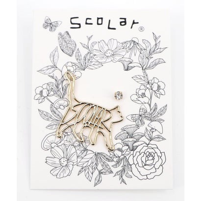 SCOLARシルエットネコピアス （ゴールド）｜詳細画像