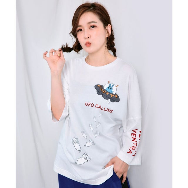UFO離脱クマ柄Tシャツ （オフホワイト）