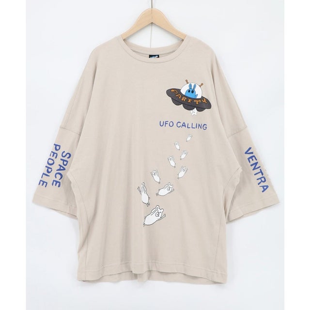 UFO離脱クマ柄Tシャツ （グレー）