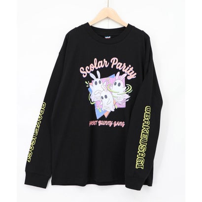 ぐるぐるおばけウサギTシャツ （ブラック）｜詳細画像