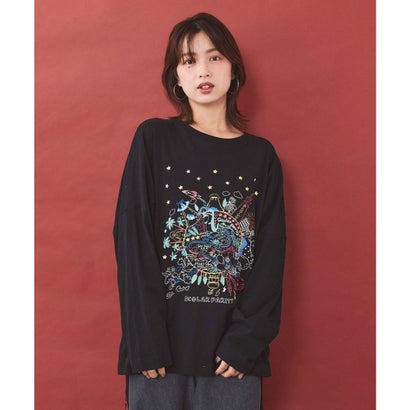 Parityキャラ 惑星ラメプリントTシャツ （ブラック）｜詳細画像
