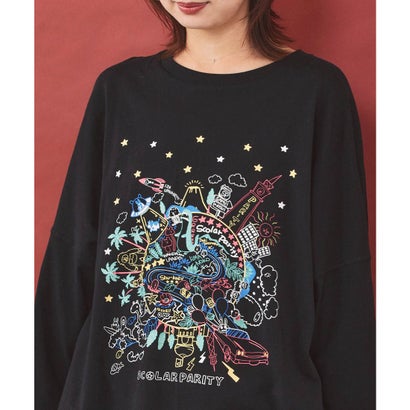 Parityキャラ 惑星ラメプリントTシャツ （ブラック）｜詳細画像