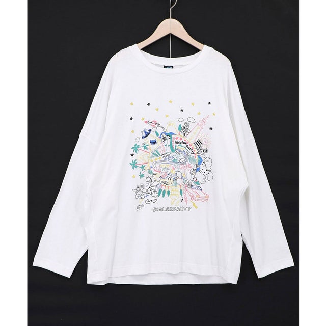 Parityキャラ 惑星ラメプリントTシャツ （オフホワイト）